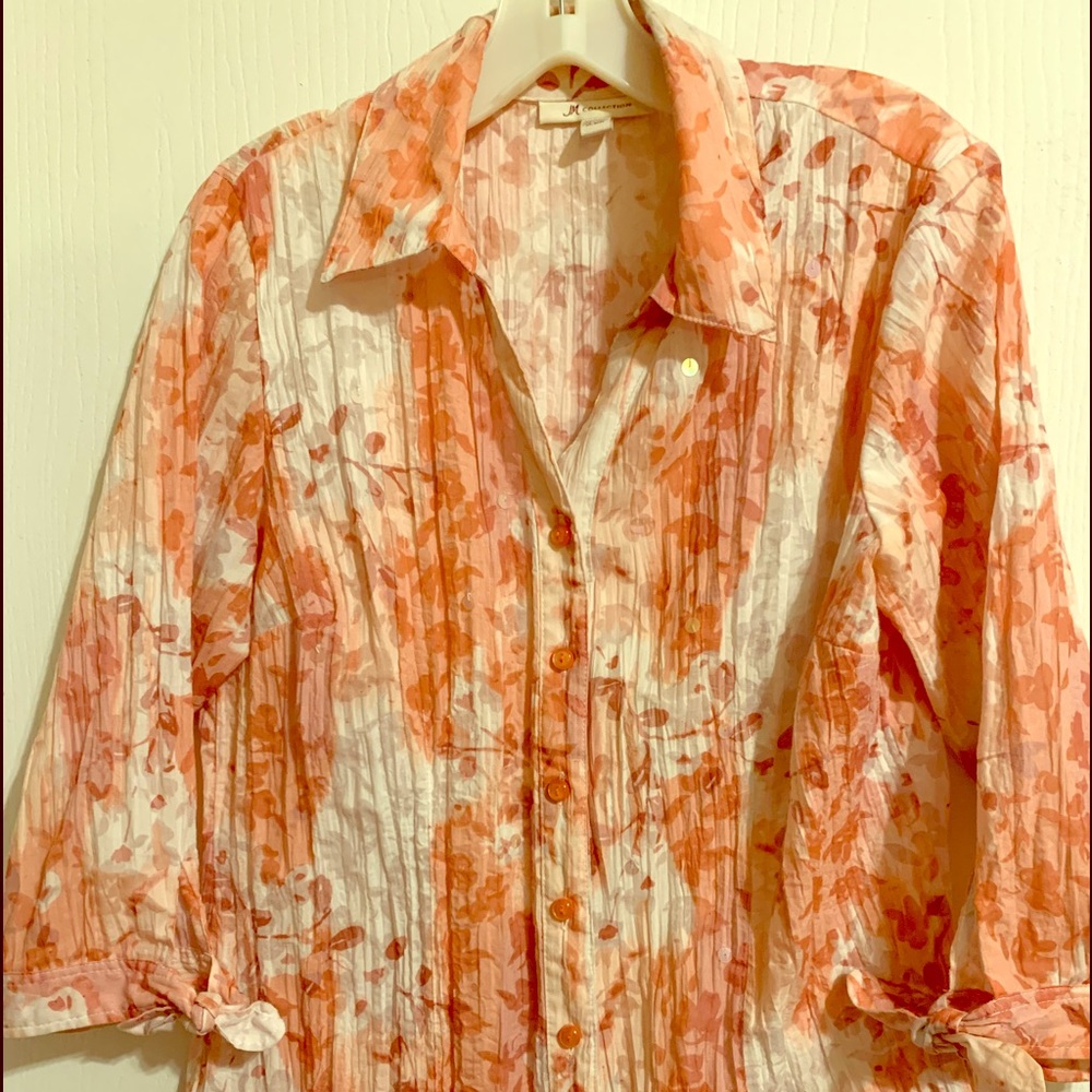 M Collection/Blouse -sz6  Melon/White,cool $12